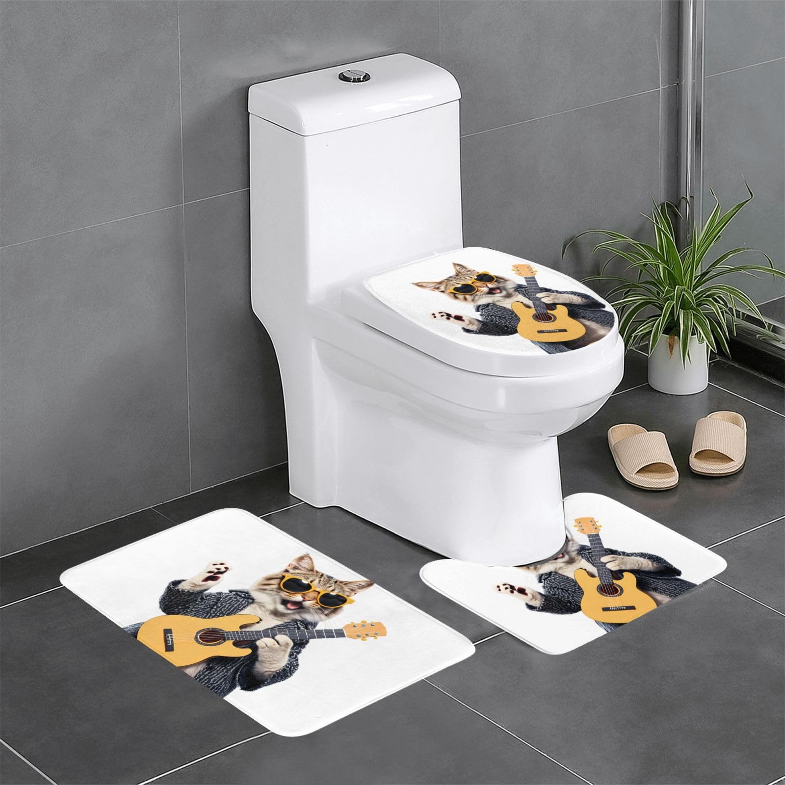 Tapis de sol de salle de bain 3 pièces rectangulaire et ovale WC