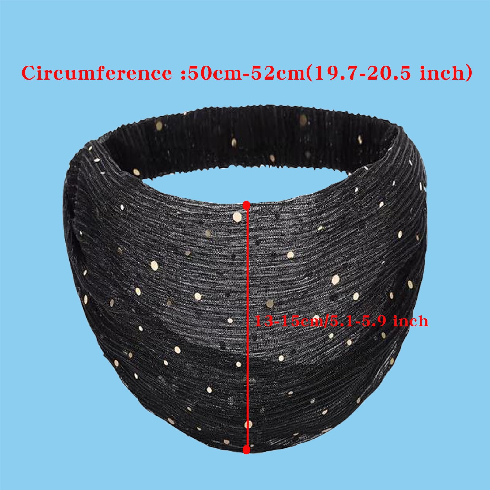 Eowppue 3 Pcs Wide Headband-Headbands for Women's Hair-Sequins Elastic Hair Bands Yoga Turban Outdoor Head Wraps for Women and Girls Running Makeup Headband Gym Sport Sweat Headbands - Image 2