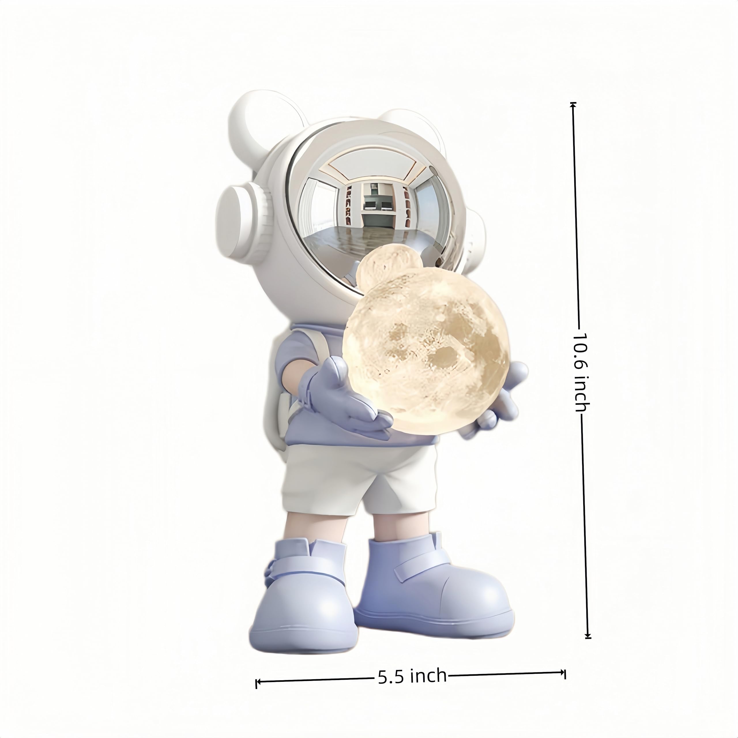Estatua de astronauta de resina, escultura espacial, decoración temática espacial, perfecta para salas de estar, dormitorios y otros espacios (azul claro)