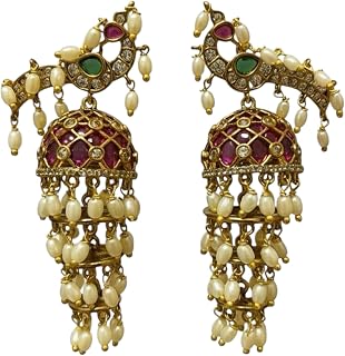 Kira Styfash Traditional Peacock Kempu Motif Jhumka Earrings for Women | Gold-Plated Handcrafted south Indian traditional ... Price In India