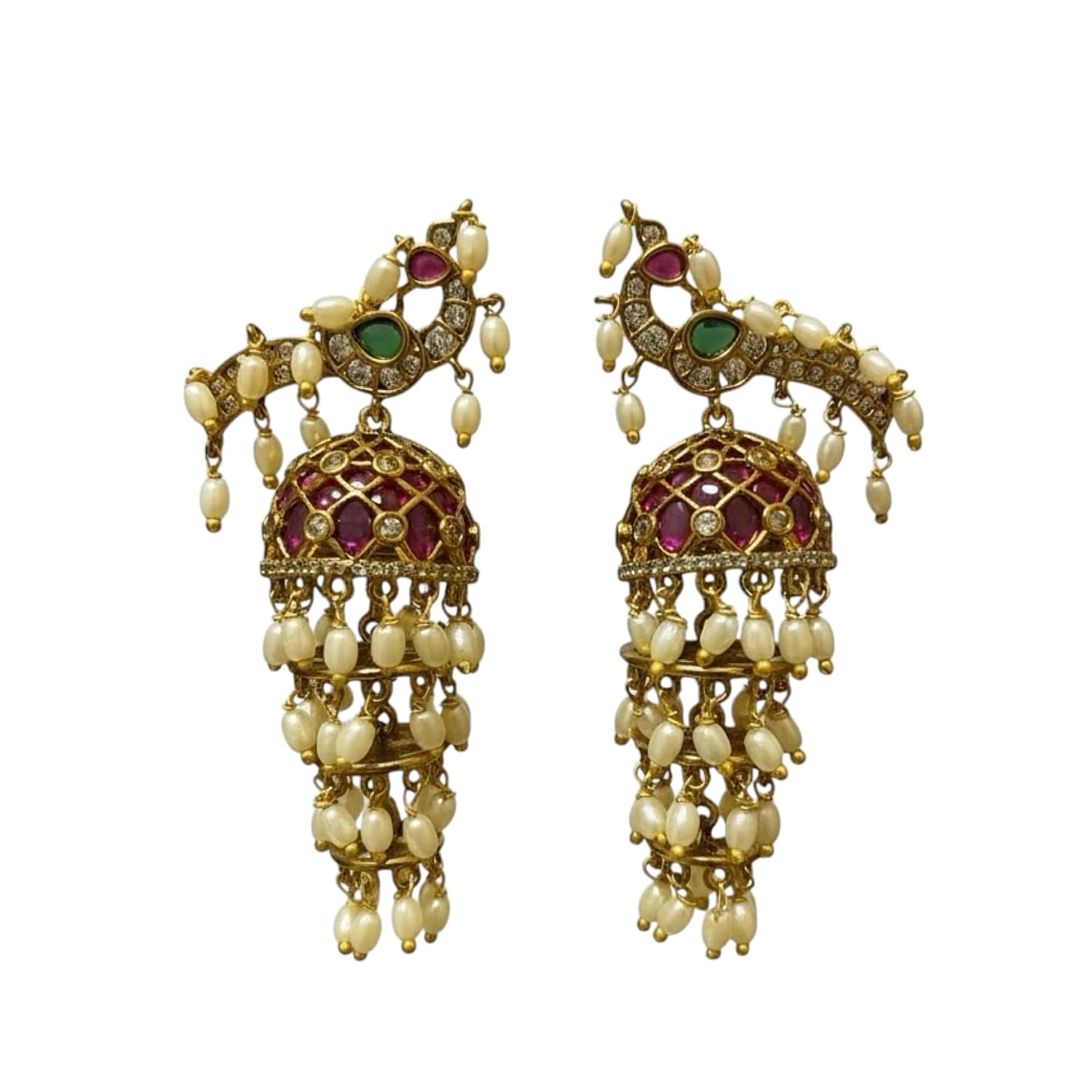 Kira Styfash Traditional Peacock Kempu Motif Jhumka Earrings for Women | Gold-Plated Handcrafted south Indian traditional ... - Review, Price and Buying Guide