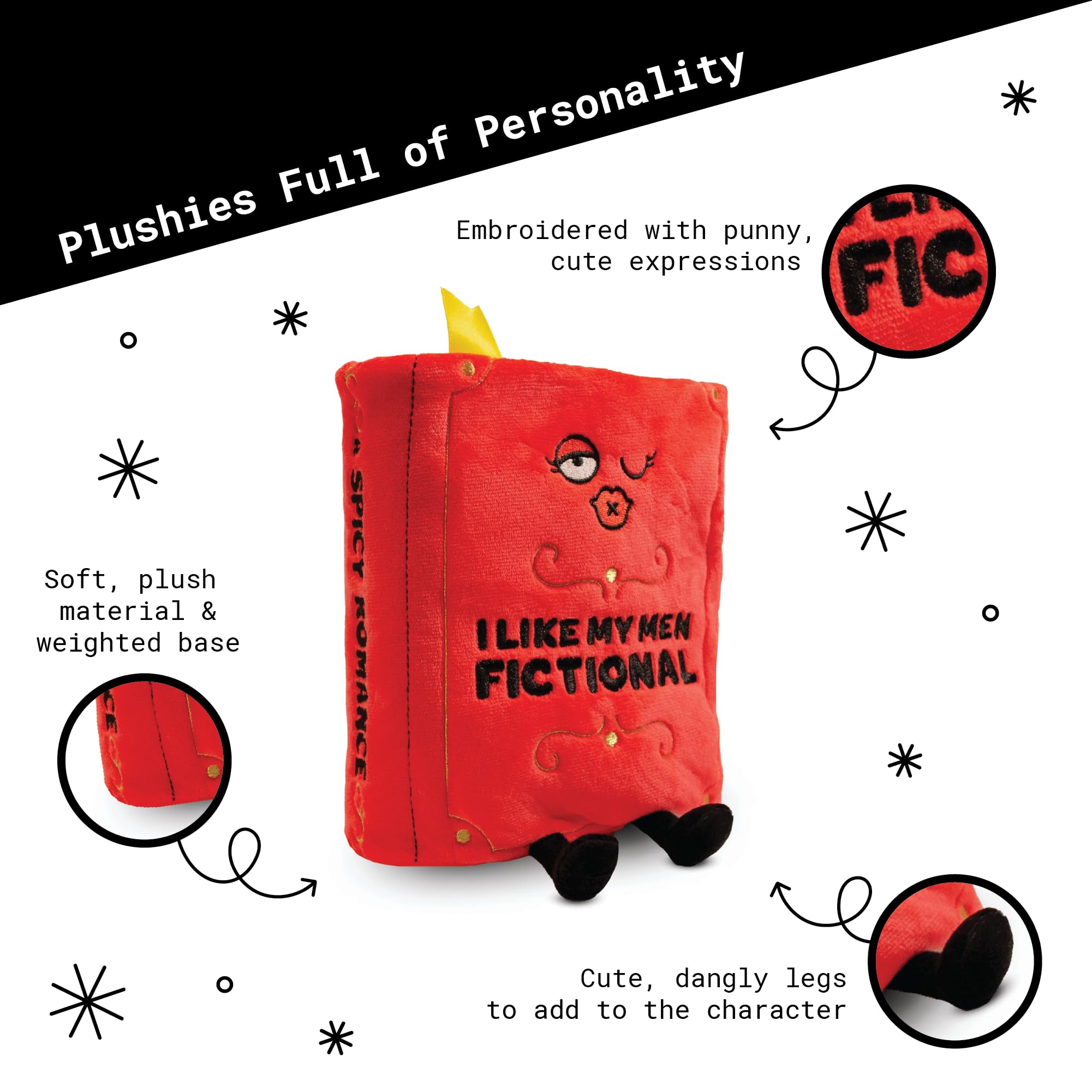 Amazon.com: Punchkins Book Plushie - I Like My Men Fictional Funny