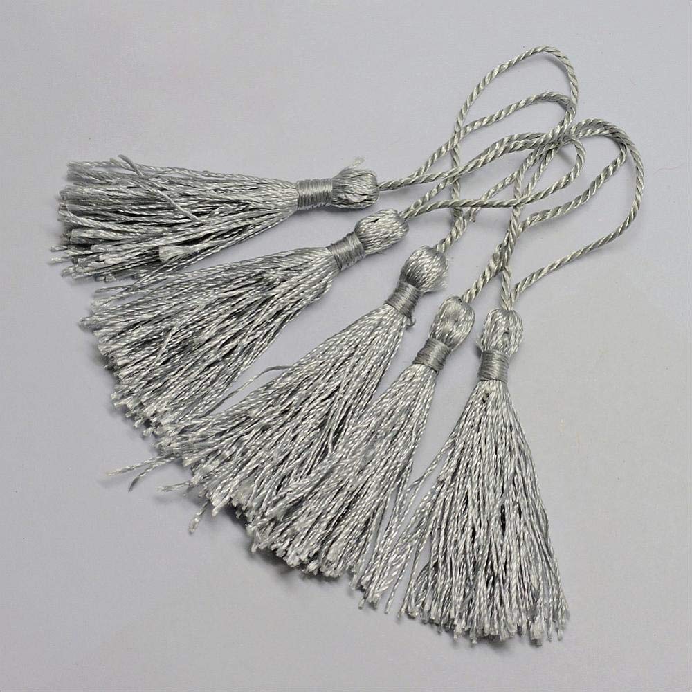 Qpsupplies Silver 50 X Silky 13.5Cm Crafts Making Tassels - Bookmarks, Scrapbooking And Cardmaking