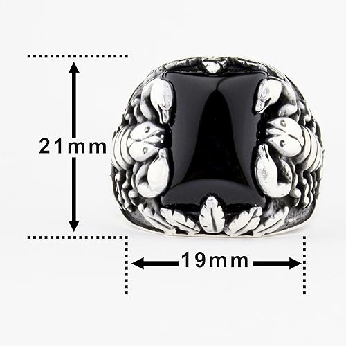 Miniatura 7 de Anillo elegante de ónix de plata de ley 925 con diseño de escorpión para hombre