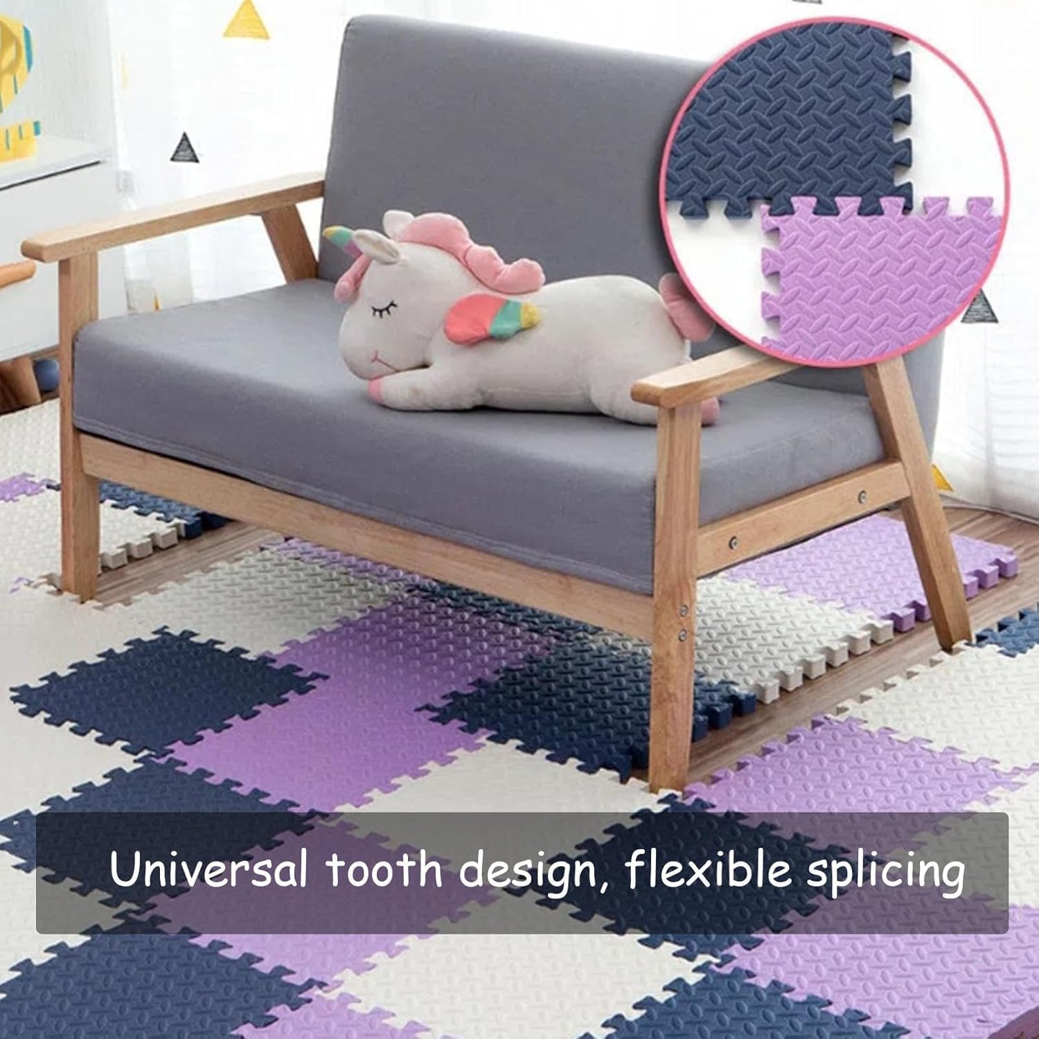 2.5cm Thickned Interlocking Playmats Floor Gyms Puzzles Foam Mat，Easy DIY Installation Crawling Mat(Blue,30x30x2.5cm)