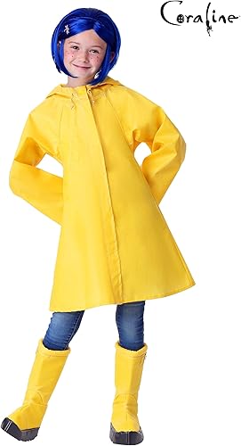 Miniatura 2 de Disfraz de Coraline para niños, chaqueta de lluvia amarilla Coraline Storybook para niñas