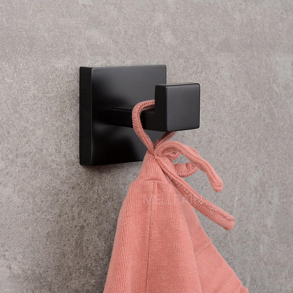 Matte Black Bathroom Hardware 304 Stainless Steel Towel Rack Toilet Paper Holder Liquid Soap Holder Towel Bar Toilet Accessories,Robe Hook,One Size