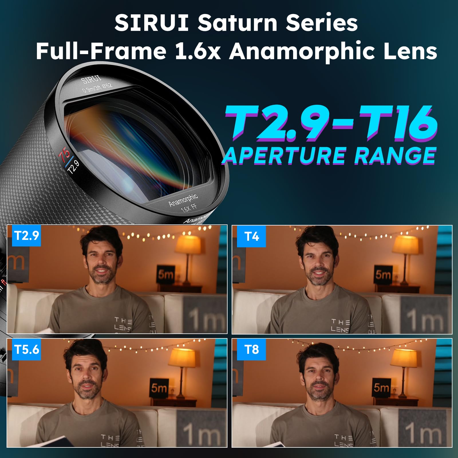 SIRUI Saturn Objectif anamorphique en Fibre de Carbone T2.9 1,6X pour appareils Photo a? Monture L, Moins de 500 g (Flamme Neutre)