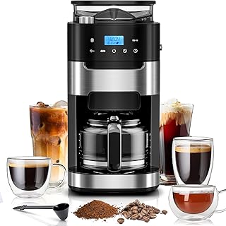 Kismile cafeteira digital de gotejamento de 10 xícaras com moedor