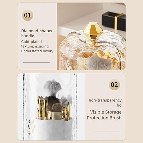 Miniatura 3 de Organizador de maquillaje giratorio, estuche de cosméticos transparente de 360 grados con estantes ajustables, gran capacidad para encimera de baño