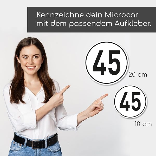 iSecur I 45 km/h Aufkleber Rund 20 cm I Geschwindigkeitsaufkleber für Microcar I Leichtfahrzeuge & Elektromobil UV- und witterungsbeständig waschanlagengeeignet permanent haftend I hin_723 - 5