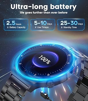 LIGE Akıllı Saat Erkek Bluetooth Telefon Aramaları 1,43'' AMOLED Daima Açık Ekran Erkek Akıllı Saat Android ve iOS 100+ Spor Aktivitesi Fitness Takipçisi Siyah Çelik Erkek Akıllı Saat Nabız Sağlık