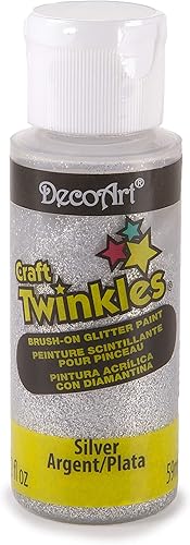 DecoArt Pintura con purpurina, 2 onzas líquidas (paquete de 1), color plateado