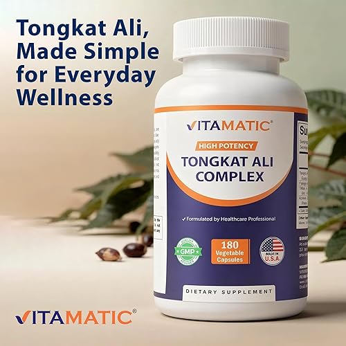 Miniatura 4 de Vitamatic Extracto de Tongkat Ali 200: 1 extracto para hombres (Longjack) Eurycoma Longifolia – 1800 mg por porción – Hecho con extracto Fadogia