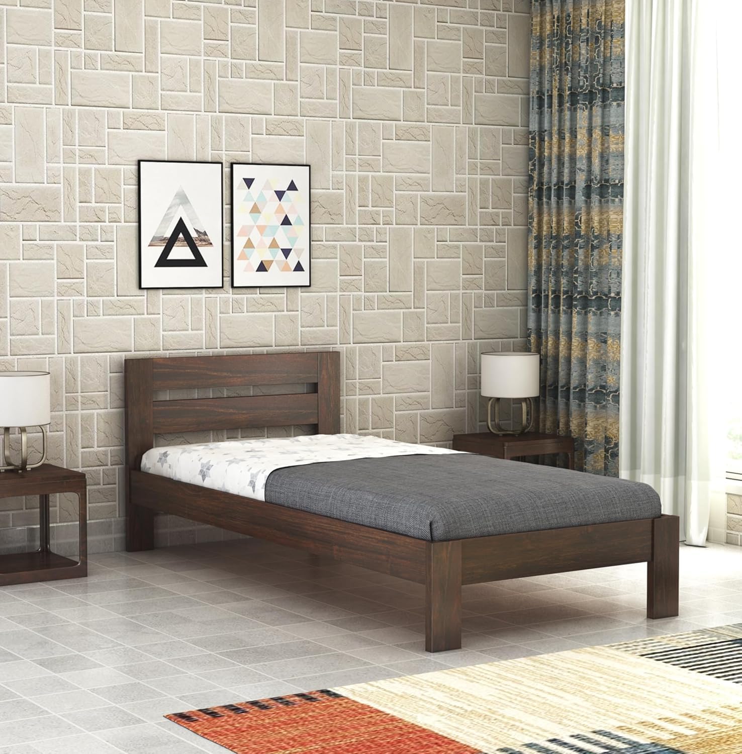 Ferrovilla Zoner Single Size Sheesham Wood Bed for Bedroom | Wooden Cot | Wooded Bed | Solid Wood Cot | Daybed | Bedroom Furniture |Furniture for Home |Premium Wooden Bed|2 Years Warranty-image-0