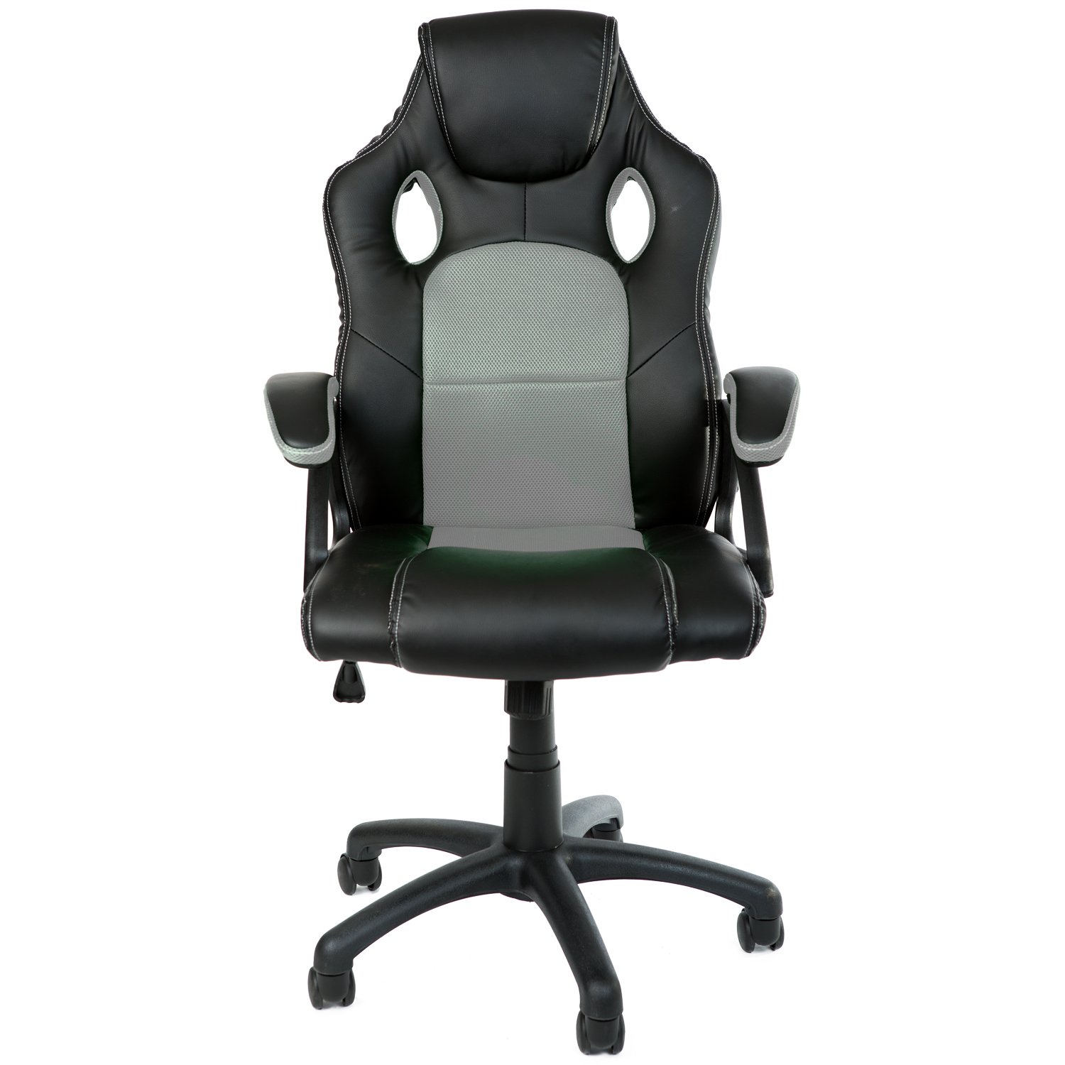 Panorama24 Gamer Stuhl Gaming Schreibtischstuhl Chefsessel Bürostuhl Ergonomisch, Grau, 9 Farbvarianten, gepolsterte Armlehnen, Wippmechanik, belastbar bis 150 kg, Lift TÜV geprüft