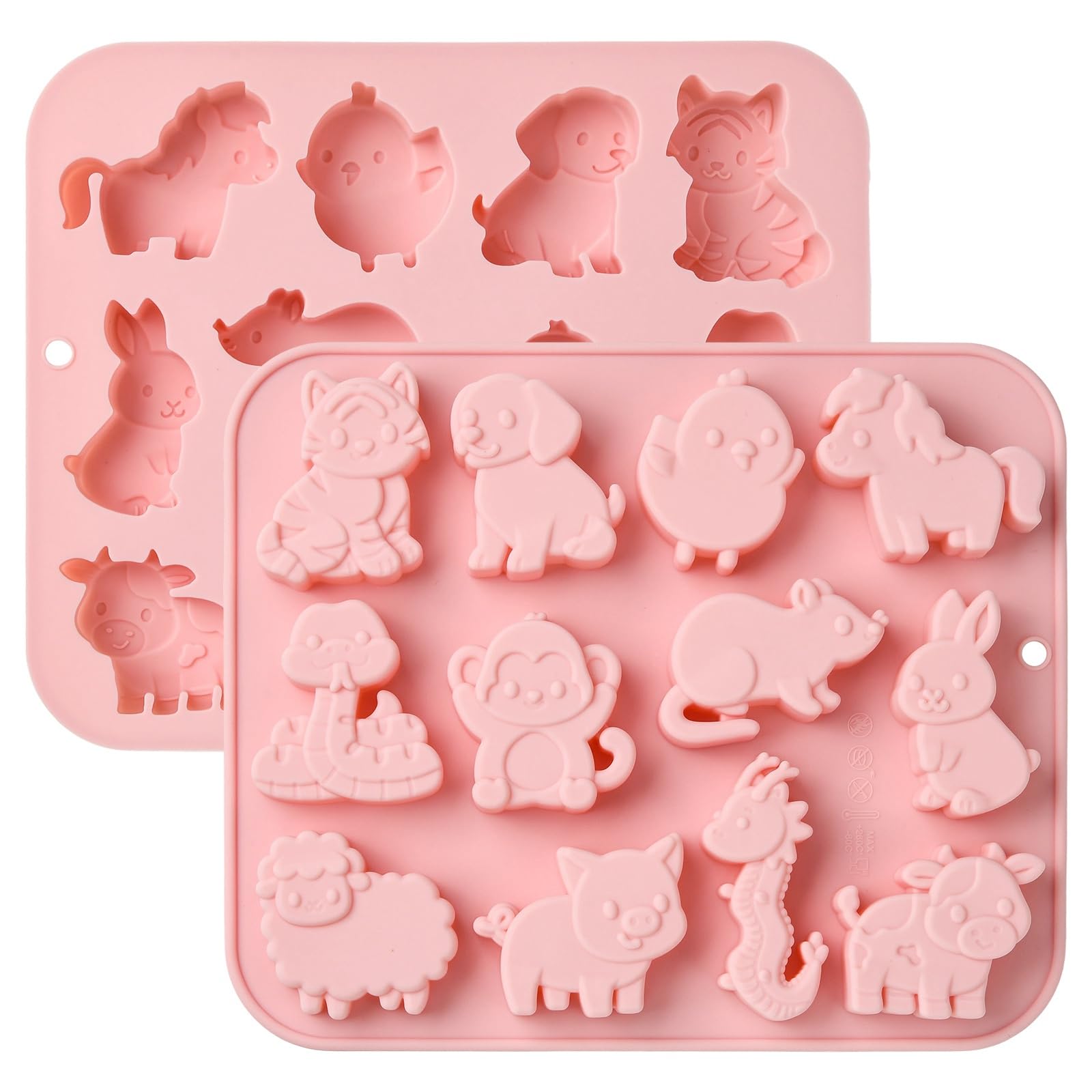 Ornazy 2Pcs Silicone 12 Constellation Animal Themed Mould for Cake Candy