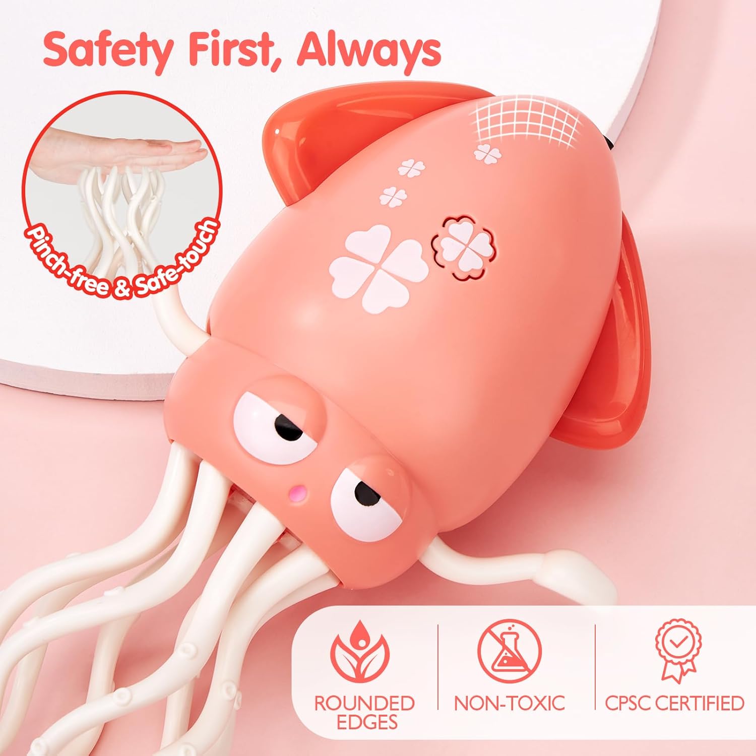 hahaland Tummy Time Toys, Dancing Squid Toy Musical Moving Crawling Baby Toys Developmental Funny Gifts for Babies Rechargeable Electric Octopus Baby Toys 1 Year Old Girl Gifts Easter Basket Stuffers