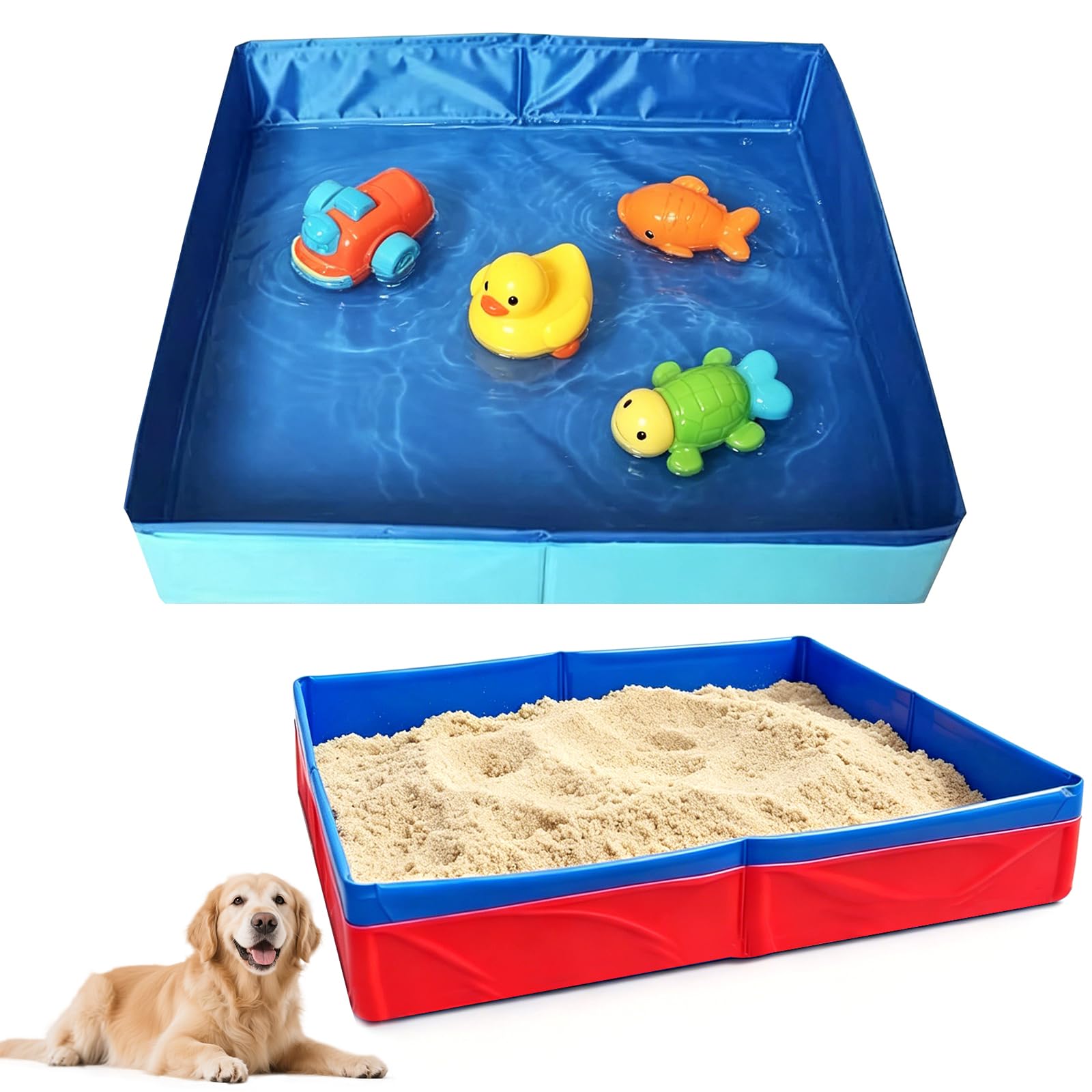 2 Stück Hundepool Faltbar,Faltbarer Haustierpool Schwimmbecken 50x50x10cm | faltbares planschbecken kleine hunde katzen haustiere hundepool hundebadewanne mini Hunde pool klappbar schwimmbecken