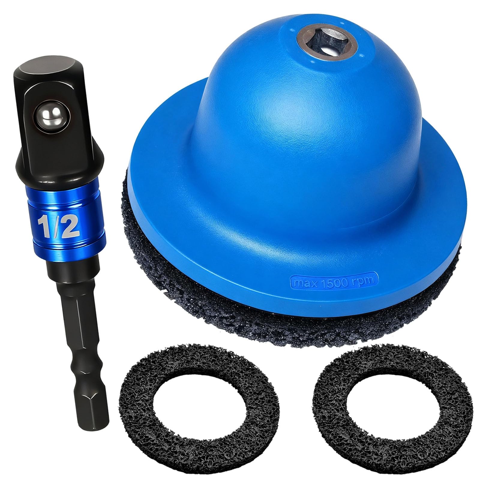 Cepillo para Cubos de Rueda, Juego de Cepillos para Cubos de Rueda de Coche de 90-150mm con Accionamiento Cuadrado de 1/2" y 2 Discos de Acero para Amolar