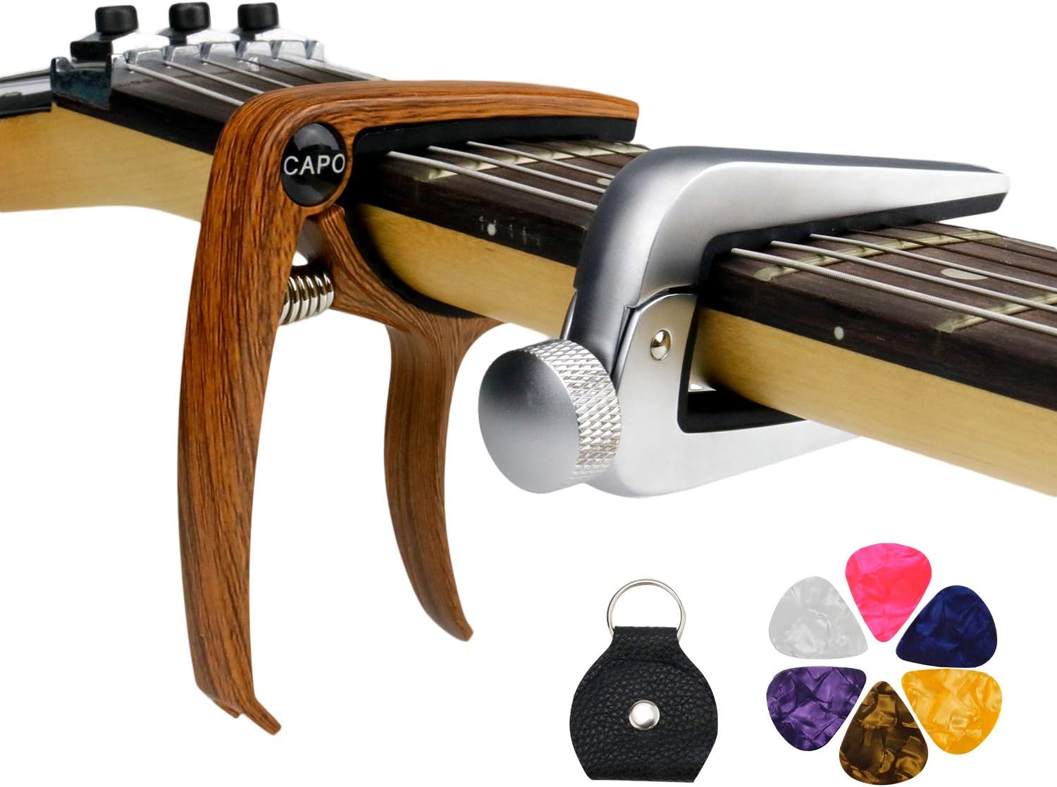 Rahano Zinc alloy Universal Guitar Capo Adjusting For Electric Acoustic Classical Guitar Ukulele Clamp Trigger Black Silvery Color