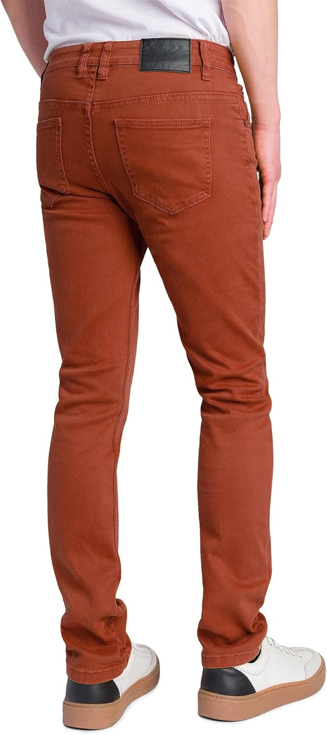 Victorious Men's Skinny Fit Color Stretch Jeans 28W x 30L Burnt Orange