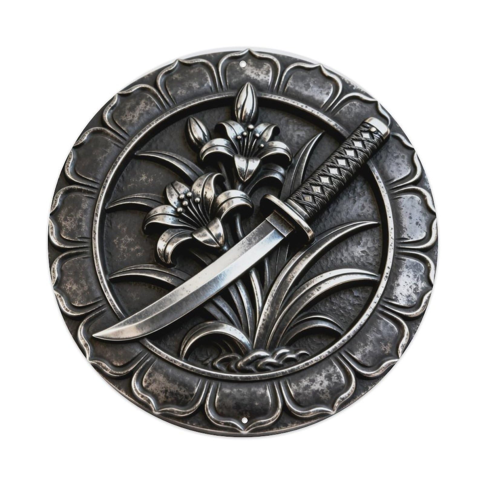 Japan Ryu Sword Kamon Metal Tin Sign Plaque