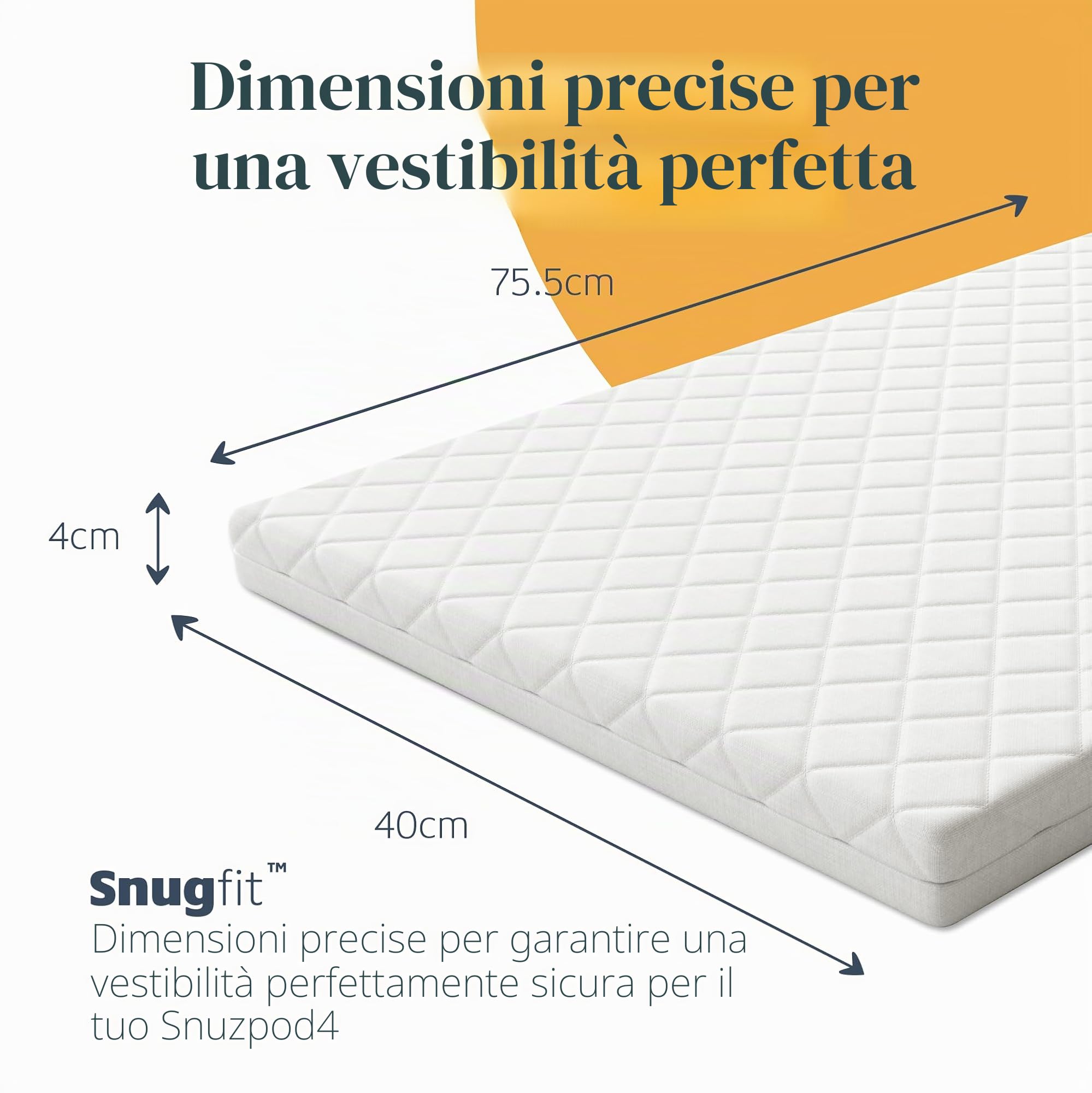 Mother Nurture Materasso Premium per culla, 80 x 40 x 3 cm, adatto per Snuzpod3, 80 x 44 x 3 cm, schiuma