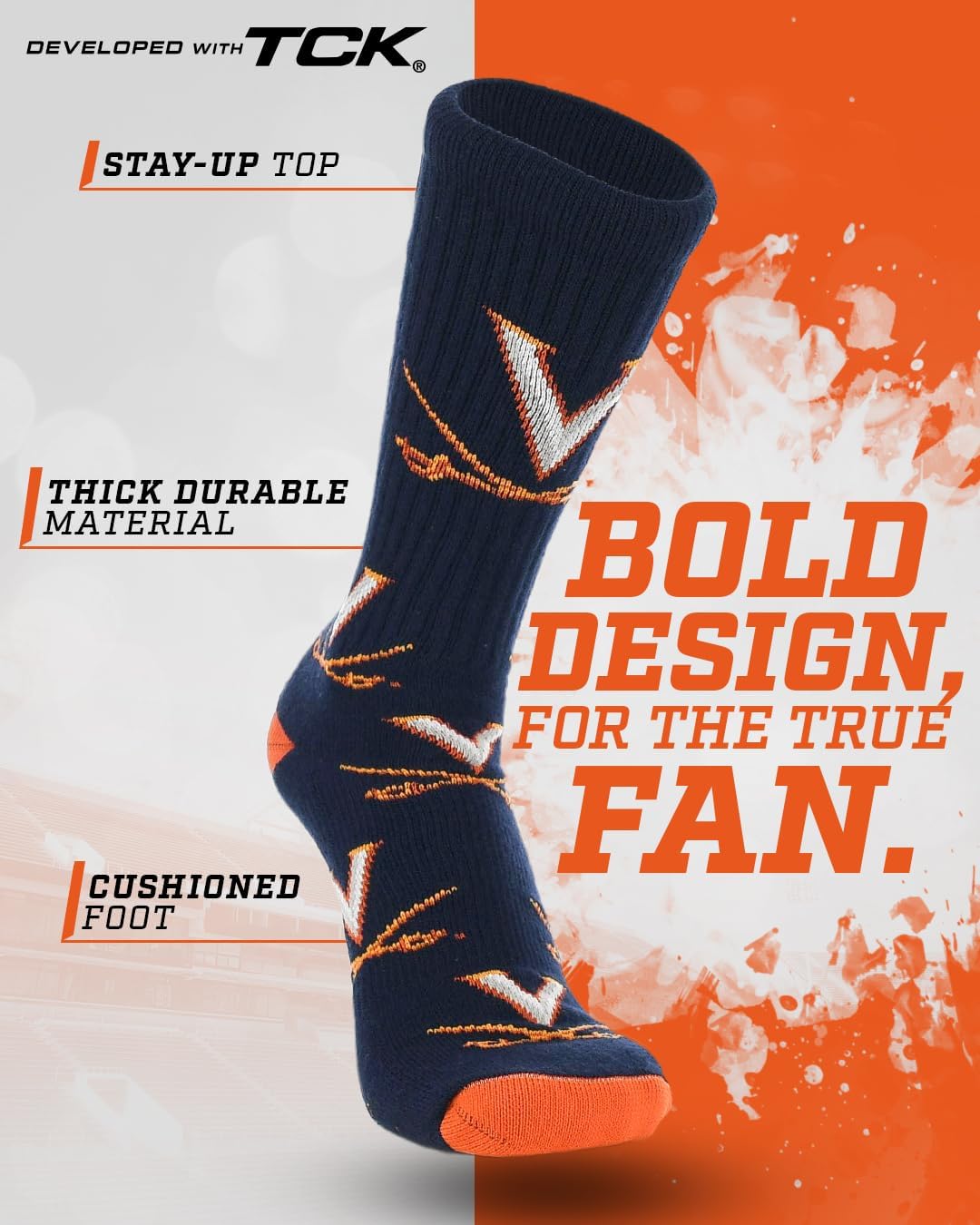 TCK Mayhem Crew Socks Calf Length Sock Mens Game Day Socks