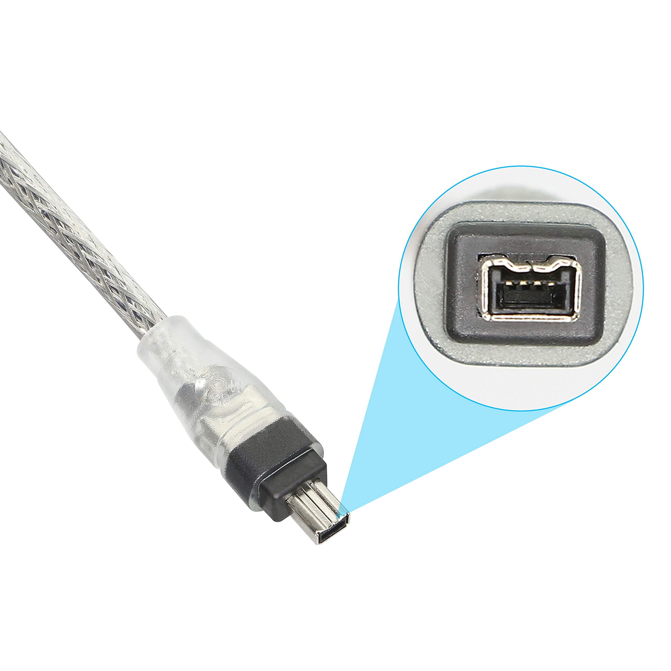 Lot De 2 Câbles FireWire 400 Transparent 6 Broches Vers 4 Broches Mâle-Mâle - Compatible Caméscope Et Appareil Photo Numérique