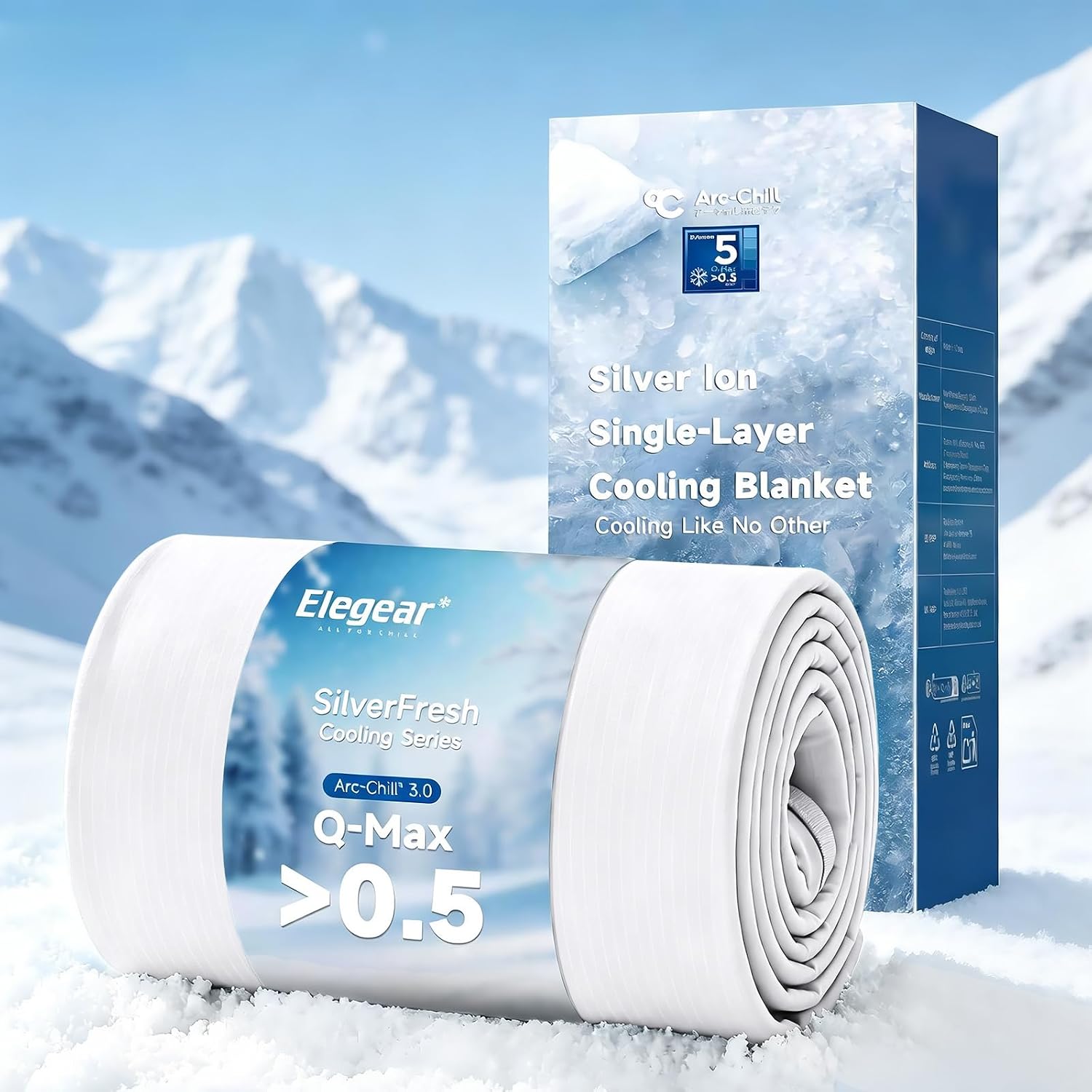 Elegear Silver-Infused Cooling Blanket for Hot Sleepers, Throw XL White | Arc-Chill® 3.0 Q-Max>0.5 Cool Fiber; Lightweight, Breathable Comfort with Odor Reduction & Hypoallergenic for Night Sweats