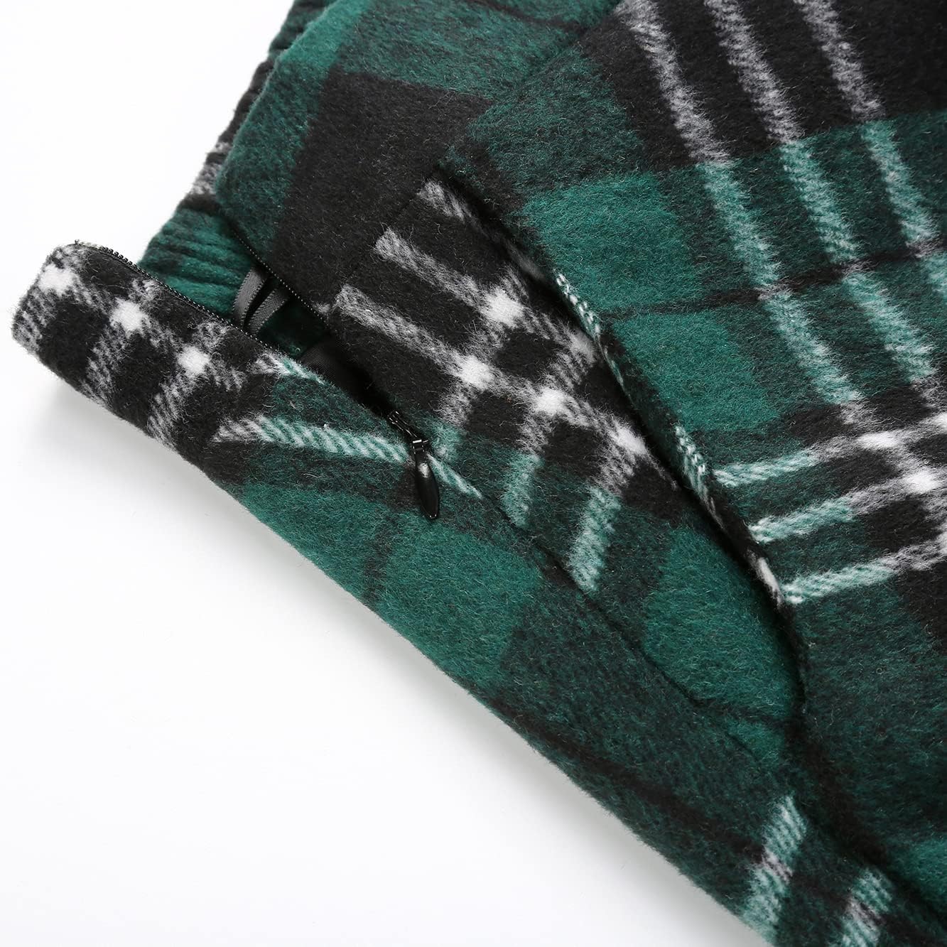 Long Plaid Wool Skirt for Womens Winter Fall Warm High Elastic Waist A line Flared Pleated Wool Tartan Skirts