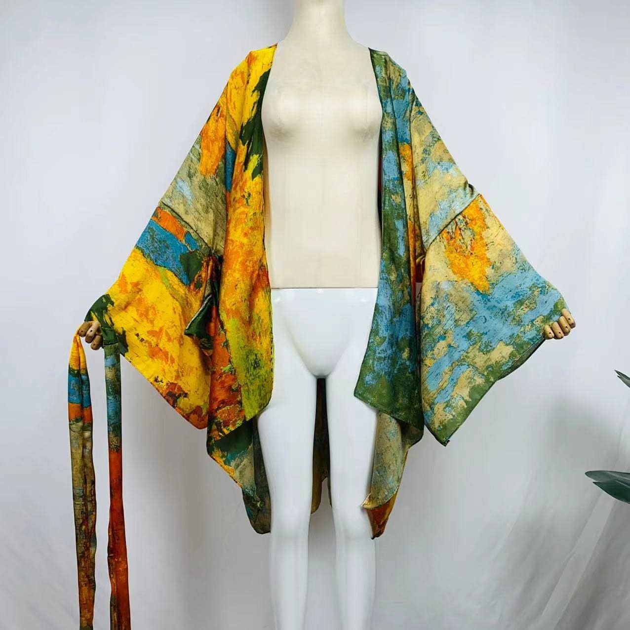 Summer Beach Cover up Women Cardigan Fashion Sexy Boho African Holiday Party Long Sleeve Silk Feeling Robe Kimono Kaftan - Image 3