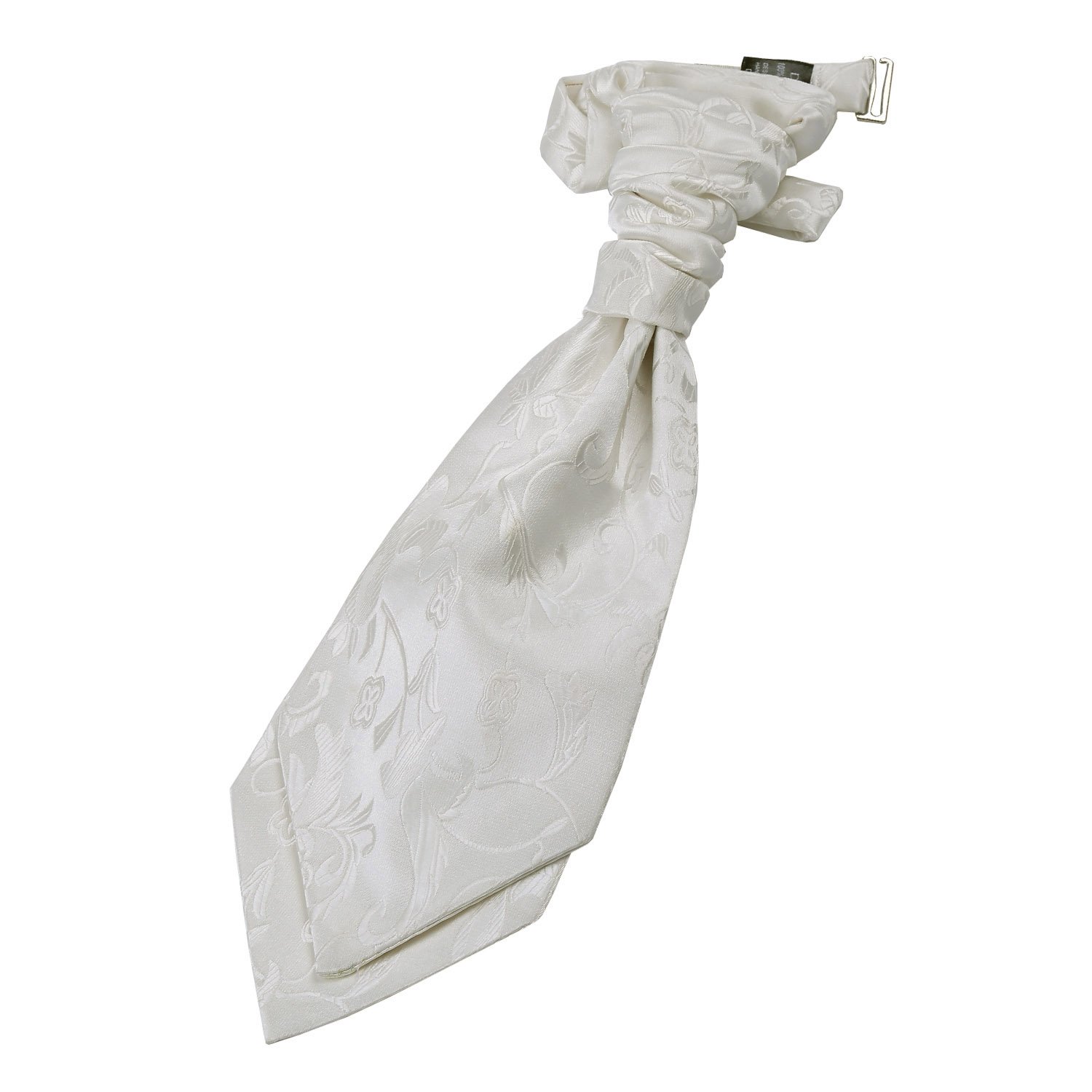 Dqt Boys Ivory Passion Floral Jacquard Pre-Tied Scrunchie Cravat - Wedding Page Formal