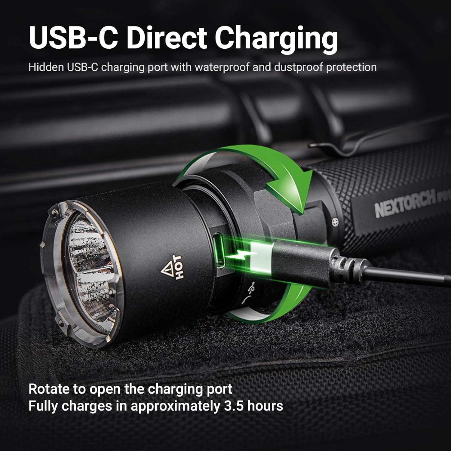 NEXTORCH P91 Taktische Taschenlampe 5000 Lumen, Extrem Hell LED mit Dual-Schalter & 6 Modi, Aufladbare mit Stroboskop & Keramik-Glasbrecher für Nachtdienst, Strafverfolgung, Suche & Rettung, IPX7