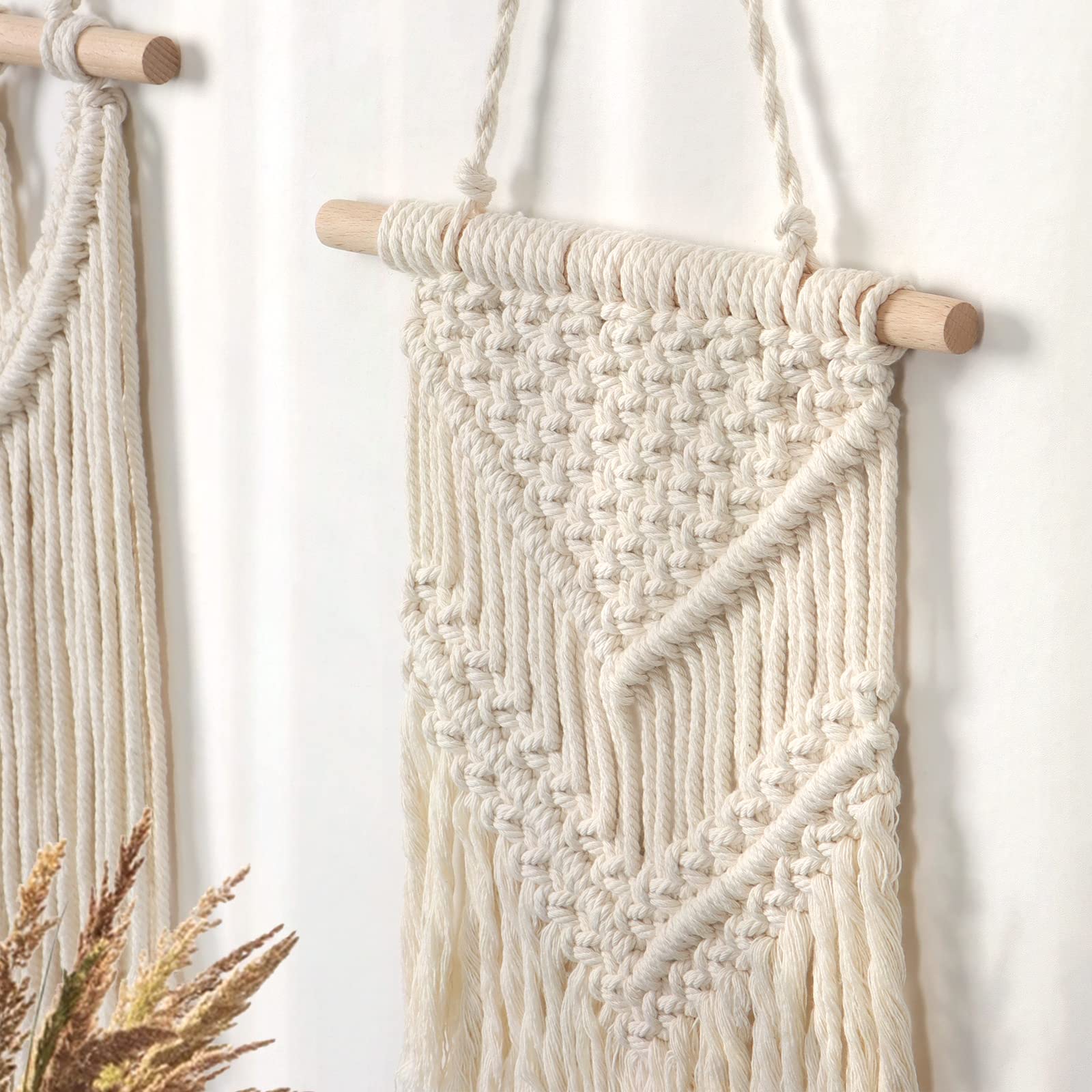LOMOHOO 2 sztuki makramy, makrama, małe tkane gobeliny, dekoracja ścienna, piękna dekoracja do domu w stylu boho, do mieszkania, pokoju dziecięcego, na imprezę