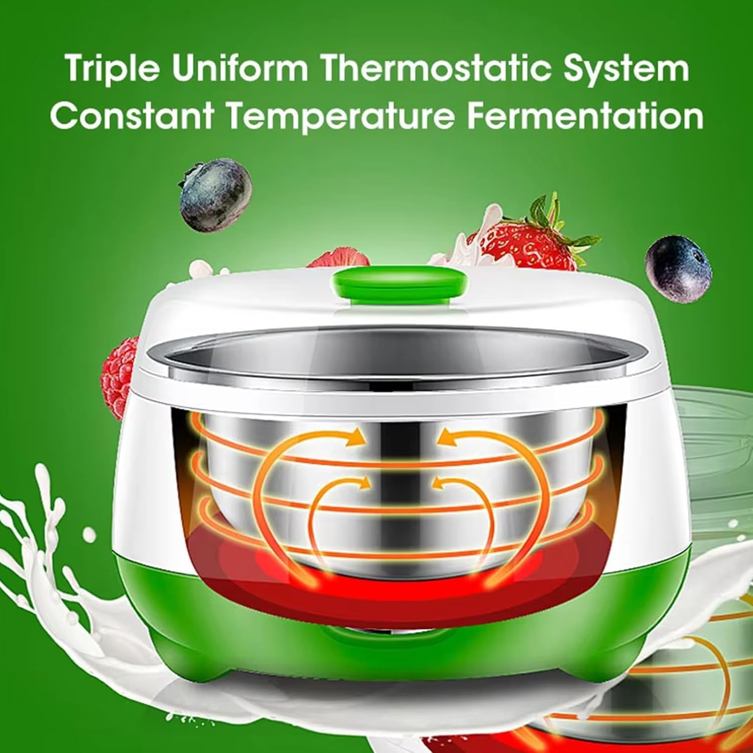 Yogurtiera, Macchina per Yogurt Elettrica da 1 Litro con Controllo Costante della Temperatura, 3 Tazze di Vetro, Rivestimento in Acciaio Inossidabile, Macchina per Yogurt Fatta in Casa Multifunzione