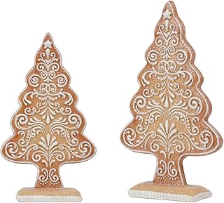 Braxio Gingerbread Christmas Tree Collectible Figurines - Village Gingerbread Fantastic Sequins Christmas Tree,Resin Gingerbread Xmas Tree