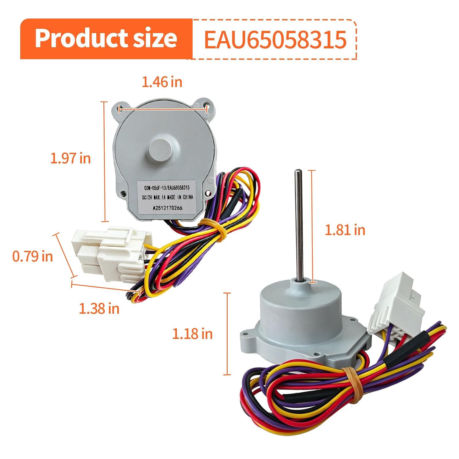 EAU65058315 Evaporator Fan Motor for LG Kenmore Refrigerator LFX25973D LFX25974ST LTCS20020S LMXS28626S LRTLS2403S LFC21776ST LFCS22520S LTCS20020W/00, Replaces EAU63103209 AP7211789 PS17308826