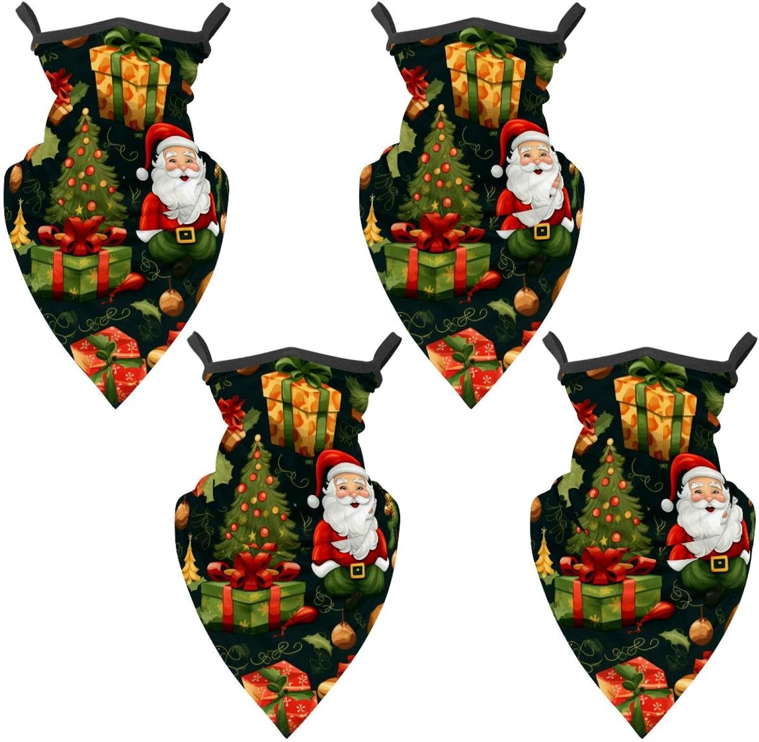 4 Pieces Christmas Neck Gaiter Bandana Face Mask, Sun Cooling Scarf Gator Cover Head for Men Women
