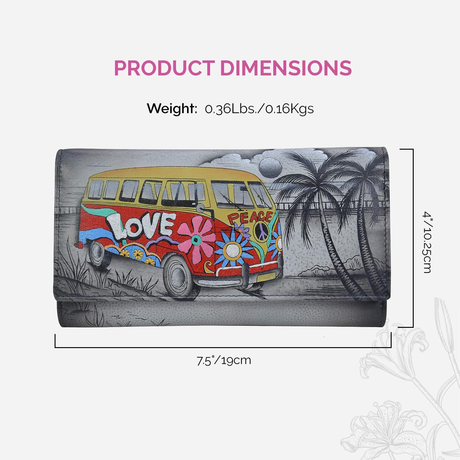 Cartera organizadora de cuero pintado a mano para mujer, happy camper 4