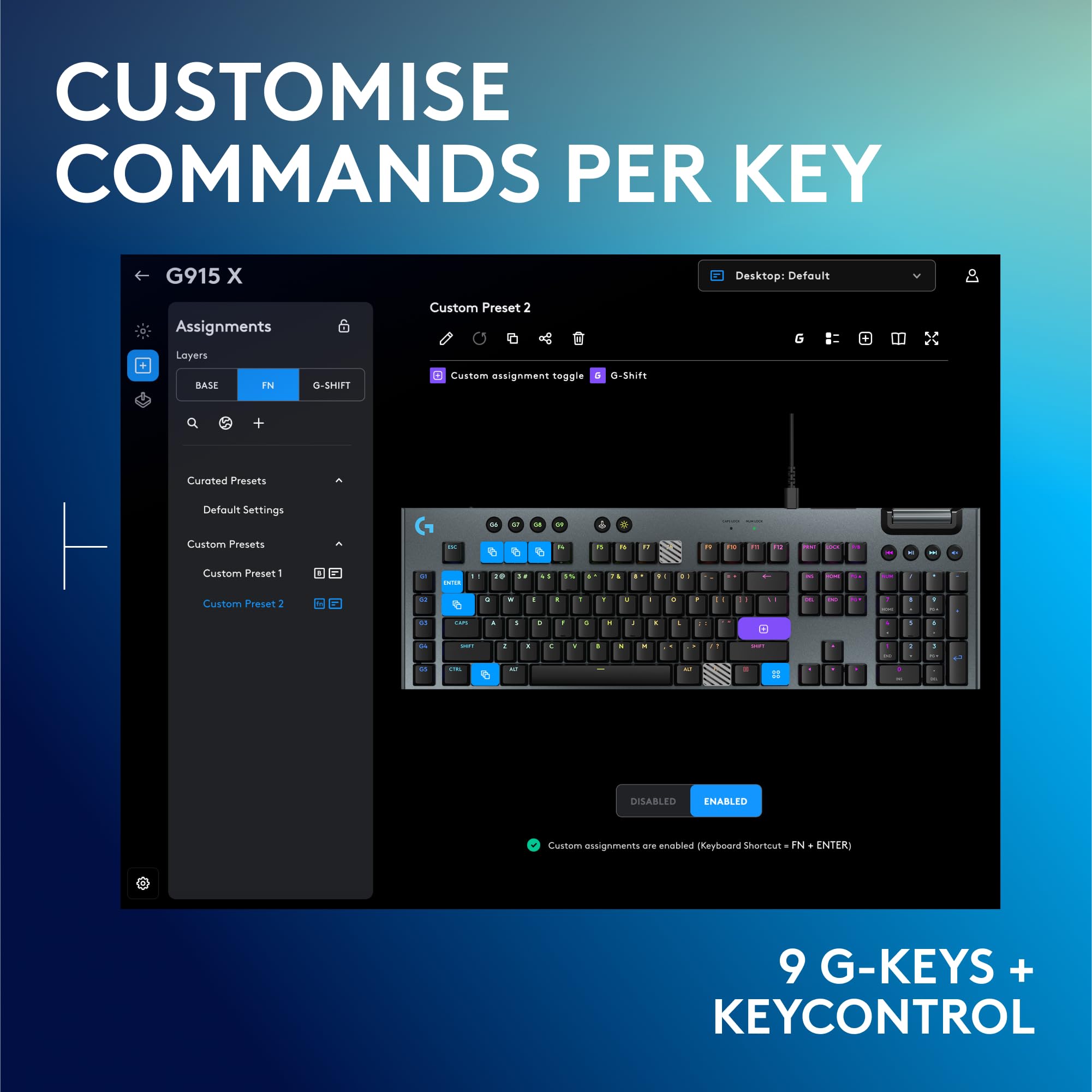 Logitech G G915 X Low-Profile Wired Mechanical Gaming Keyboard, Double-Shot PBT Keycaps, Fully Programmable Keys, RGB Lighting, Aluminum Finish, GL Brown Tactile Switches - PC/Mac, QWERTY UK - Black - 5