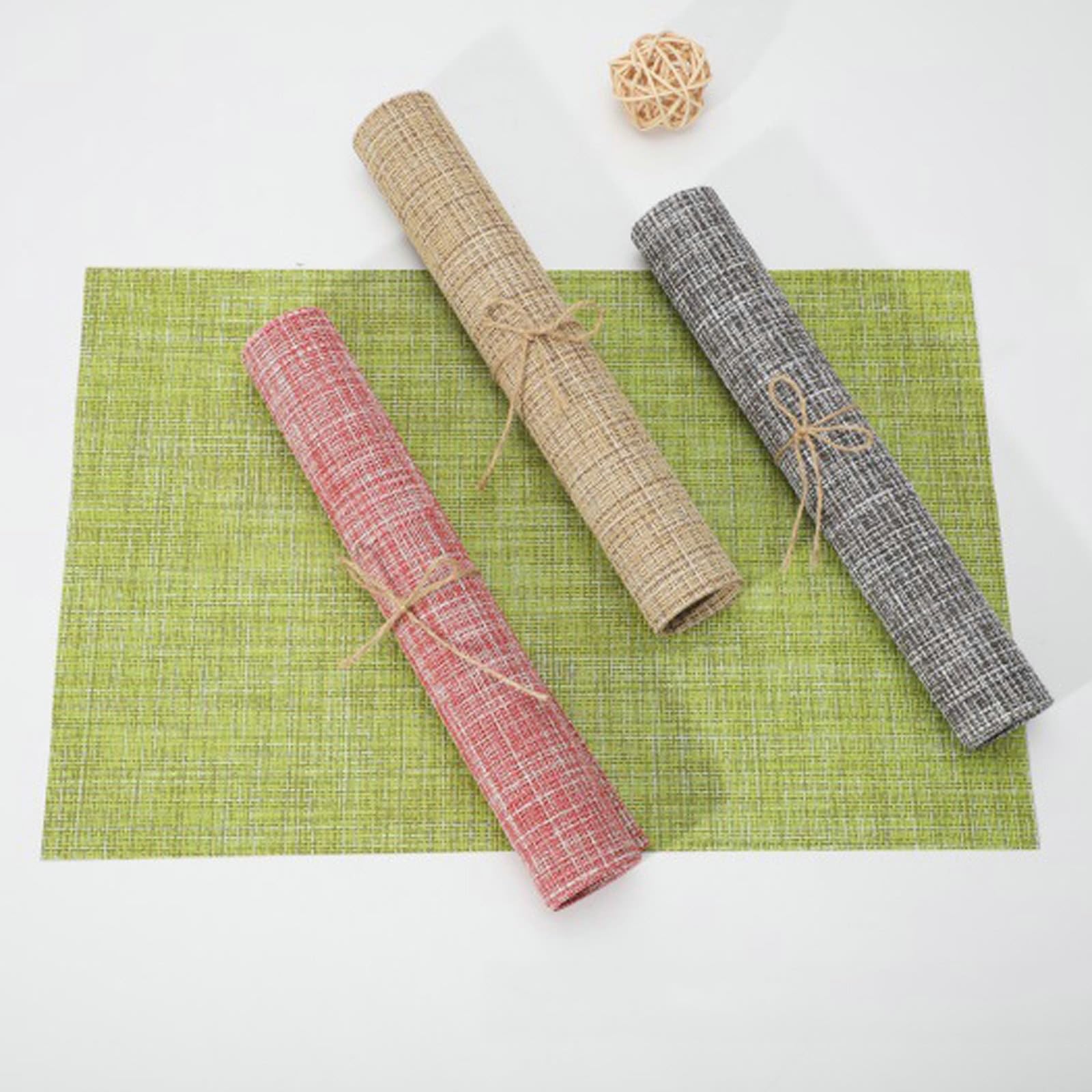 Epinki Tischsets Platzsets Abwaschbar Elegant Quadratisch, 10Pcs Set 45x30CM Platzset Boho Abwaschbar Rechteckig Einfarbig Hitzebeständige aus 70% PVC+30% PET, Tischuntersetzer Grün für Küche Hause