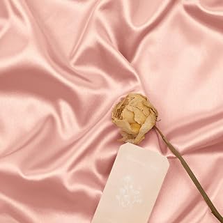 MLMW Christmas Rose Gold Satin Fabric 6 Yards 60" Wide Silky Charmeuse Satin Fabric by The Yard Continuous Fabric for Halloween Wedding Dress, Thanksgiving Party Decorations, Sewing, Backdrop