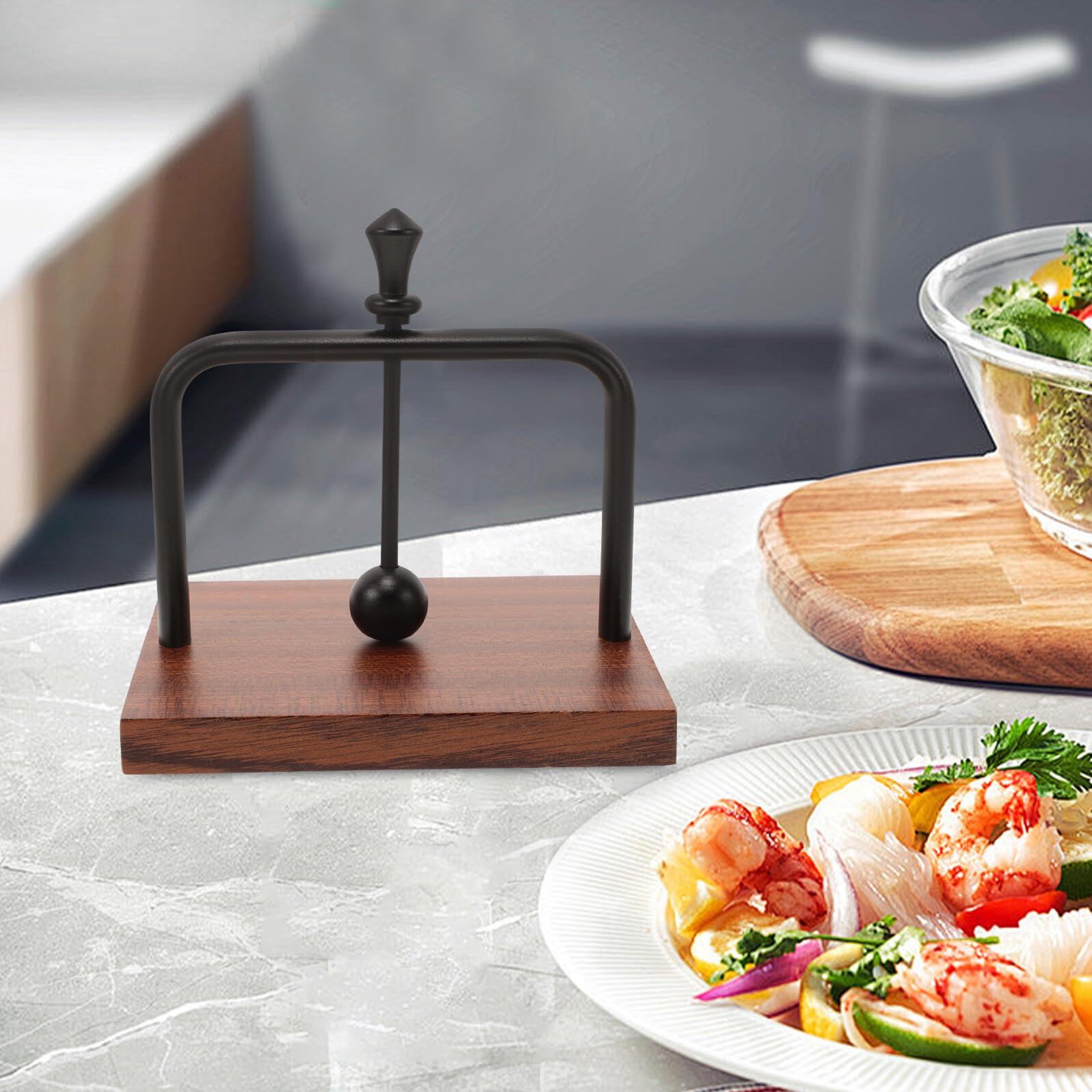 TOYANDONA Servilletero de Papel Vertical Construcción Firme y Resistente Negro de Madera y Aluminio, Diseño Elegante y Creativo Adecuado para Cafeterías y Restaurantes