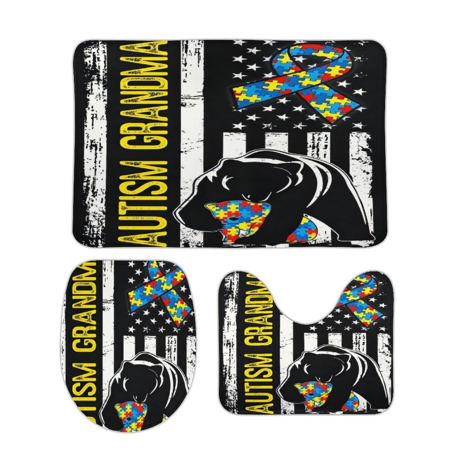 Tapis de bain maman autiste ensemble WC 3 pièces doux confortable pour sol cuisine et chambre