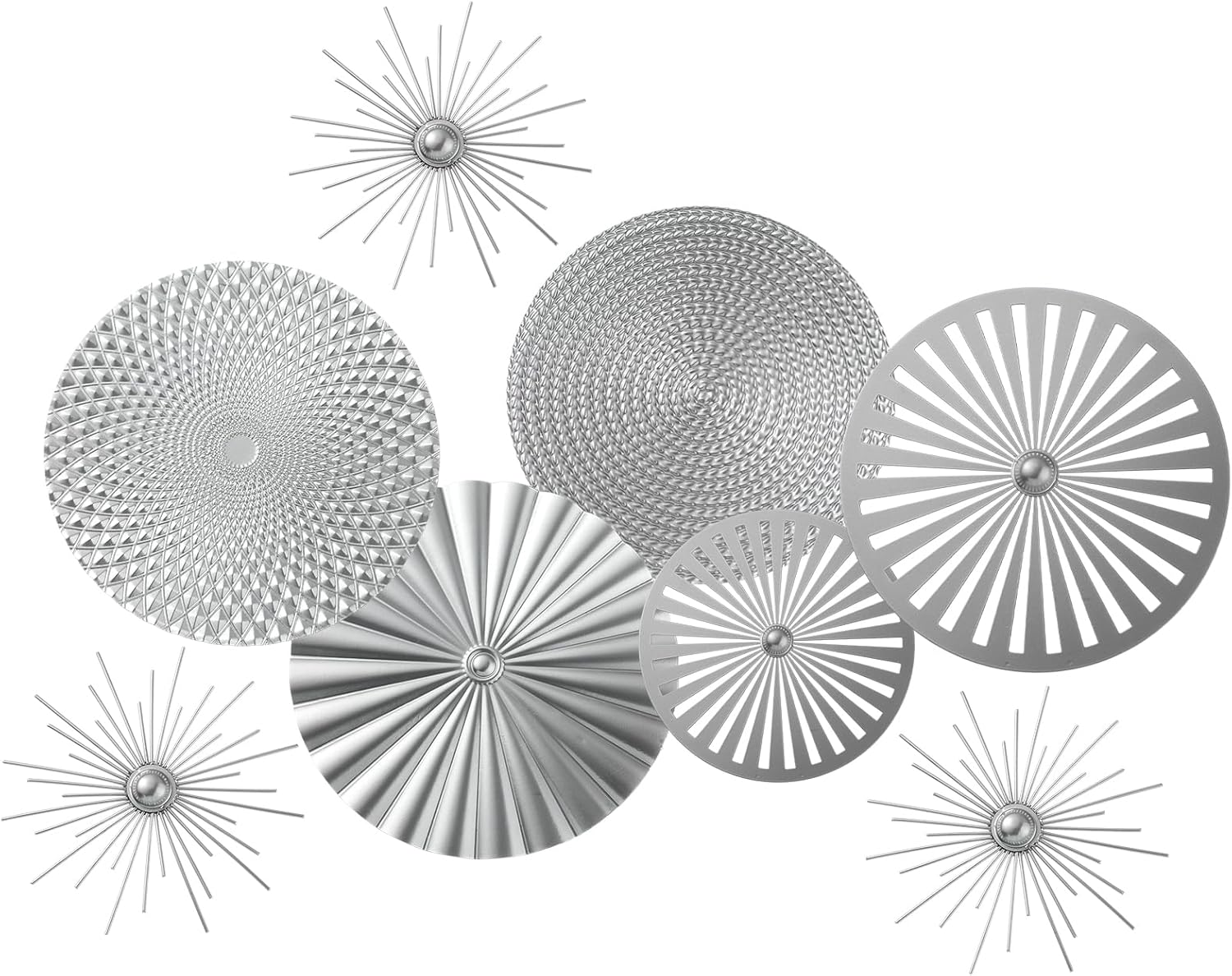 8 Pcs Gold Wall Decor Modern Metal Decor Metal Starbursts Radial Plate Art Hanging Decorative Wall Decorations for Home Bedroom Bathroom Living Room Office Sculpture(Gold)