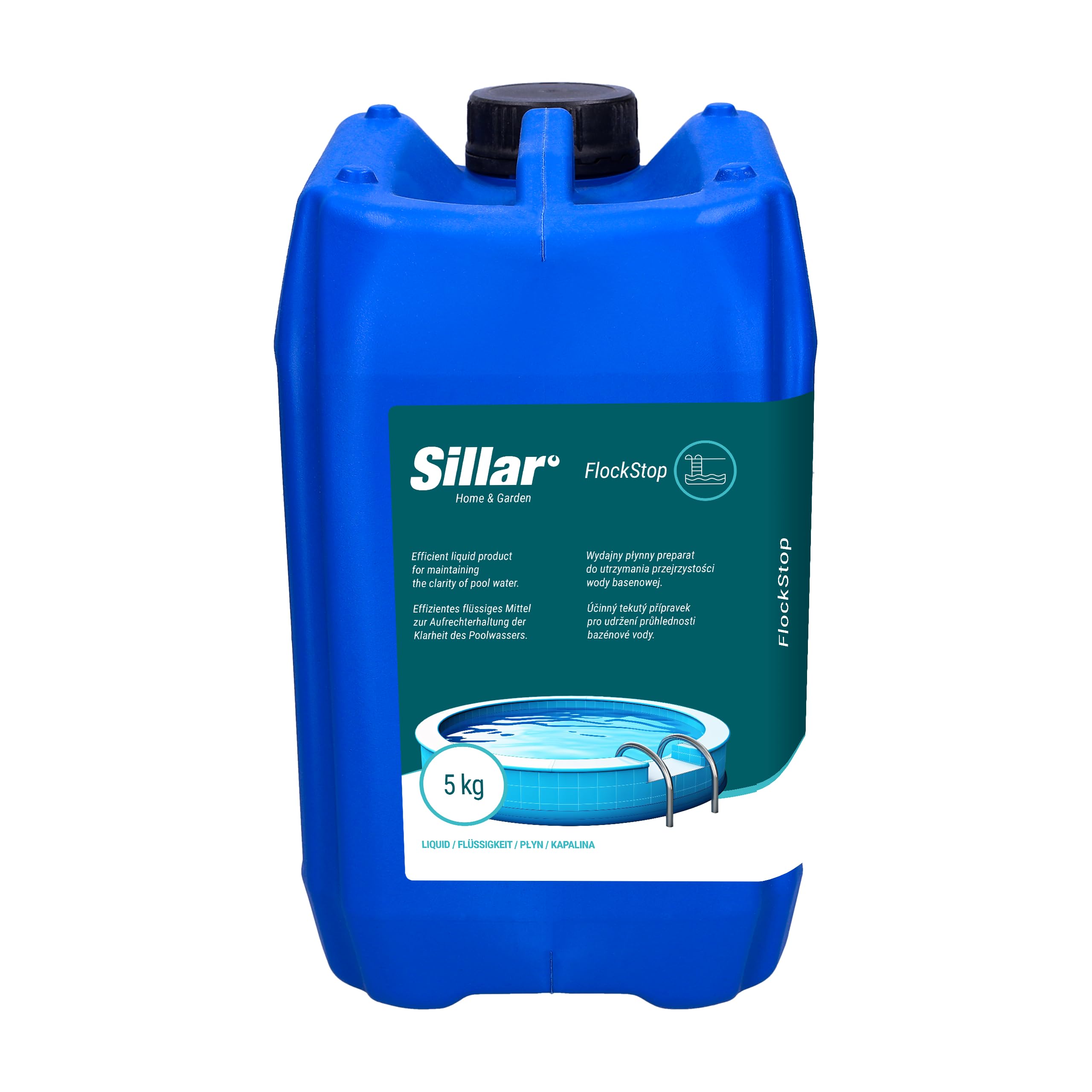 Sillar Poolklar 5L – Flüssiges Flockungsmittel für trübes Poolwasser – Kristallklares Wasser für Pool, Whirlpool & Sandfilter – Für alle Filterkartuschen – Einfache Anwendung – Schnelle Wirkung
