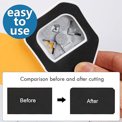 Miniatura 3 de Perforadora de esquina 3 en 1, 0.157, 0.276 pulgadas, 0.394 pulgadas, 0.394 pulgadas para laminado, cartulina, diario de viñetas, invitaciones,