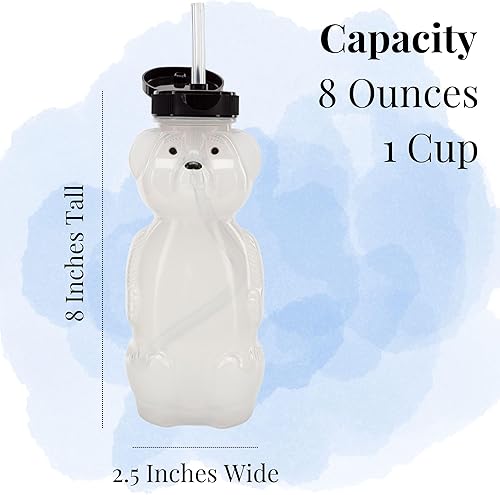 Miniatura 6 de Honey Bear - Vasos de paja (paquete de 3) botellas de terapia de 8 onzas con popotes flexibles